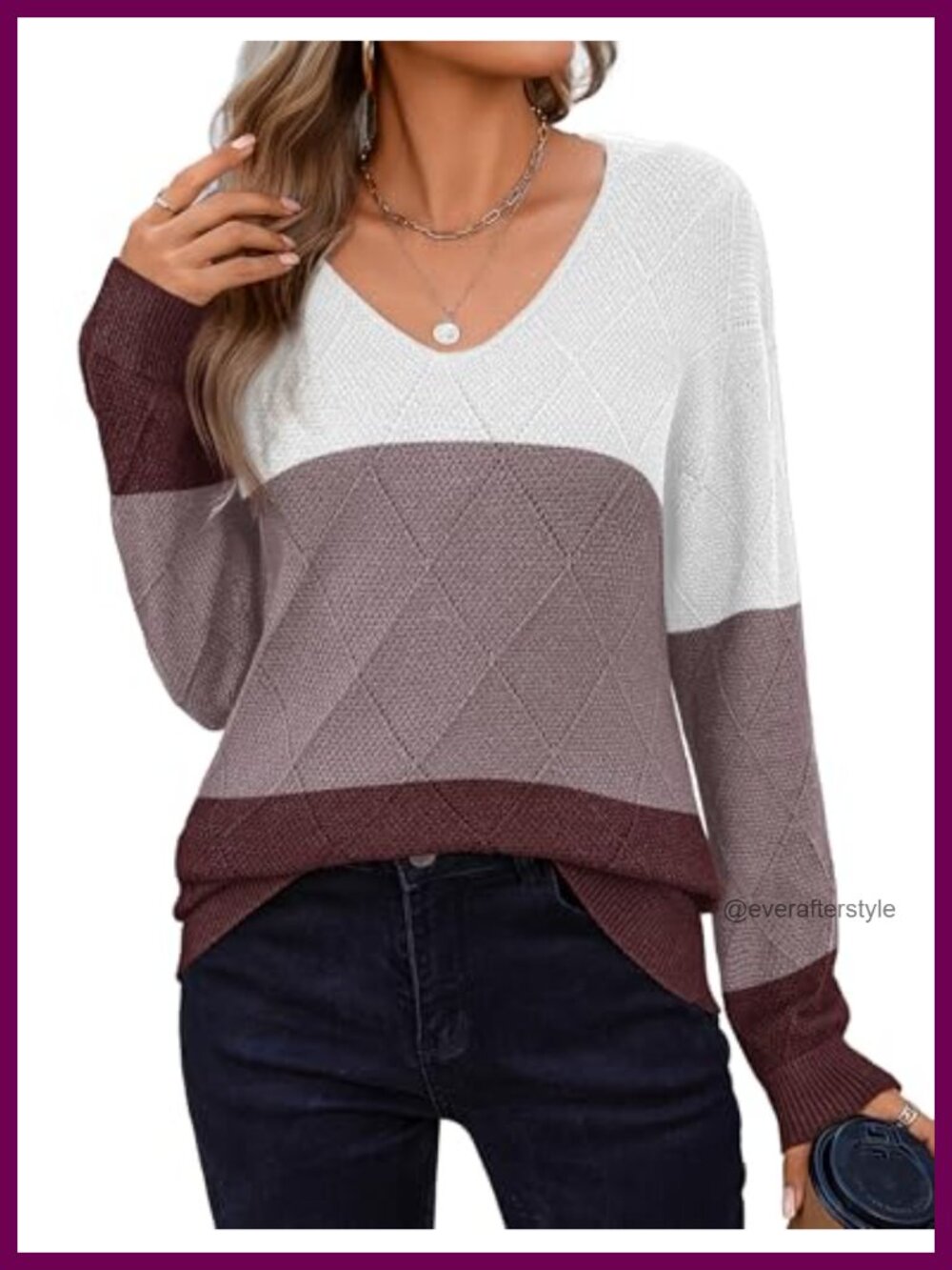 Zeagoo Womens Lightweight Knit Pullover Sweater V Neck Long Sleeve Crochet
